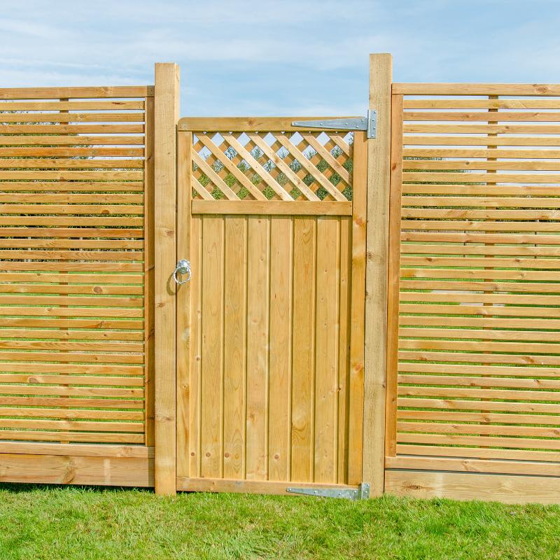 Tongue and Groove Lattice Top Garden Gate Closed