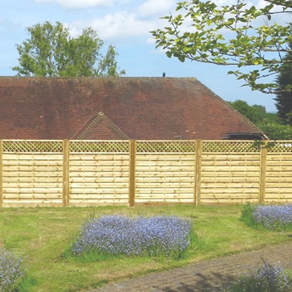 Horizontal Lattice Top Fence Panel In Garden