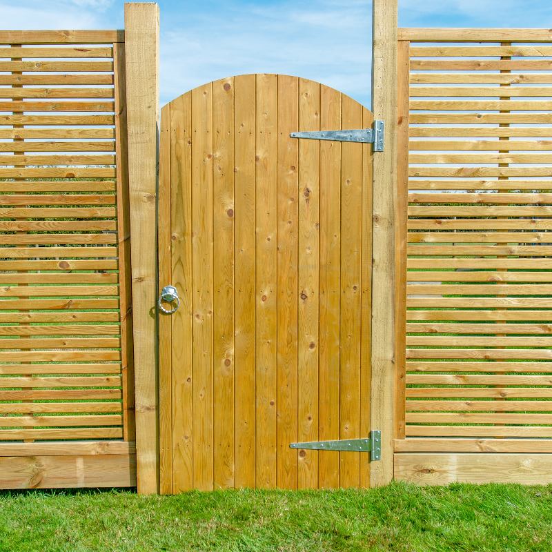 Arched Tongue and Groove Garden Gate Closed