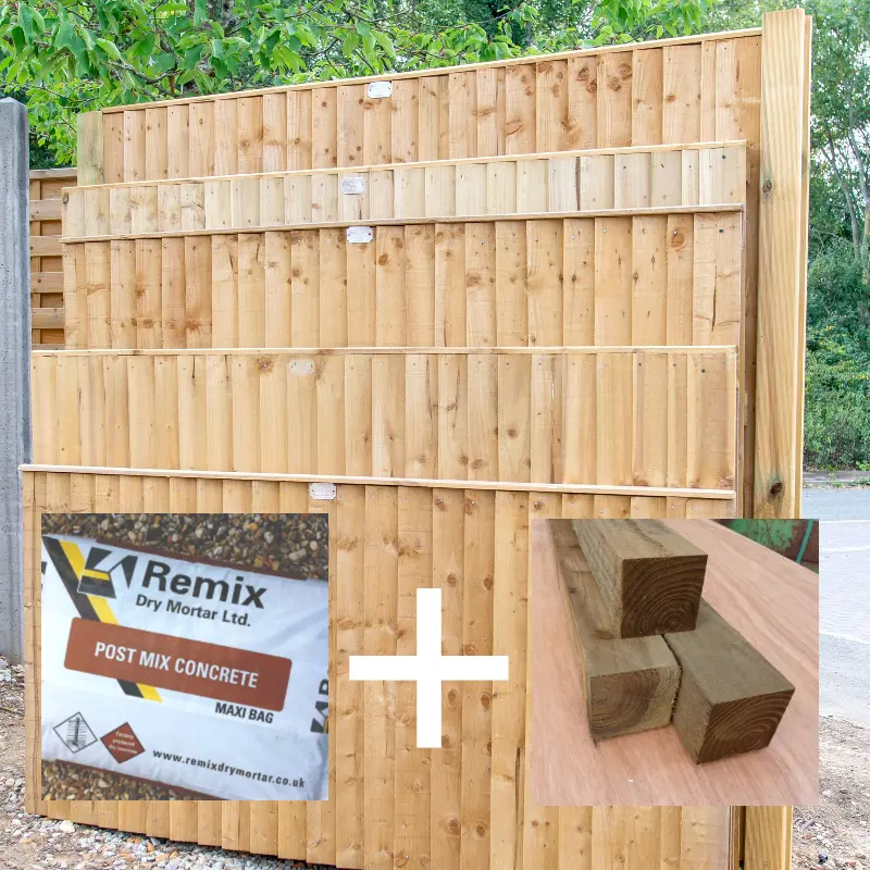 Featheredge Close Boarded Fence Panel Kit Timber Posts
