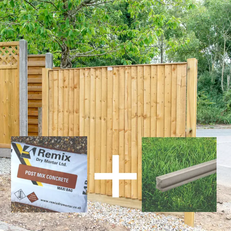 Featheredge Close Boarded Fence Panel Kit Concrete Posts
